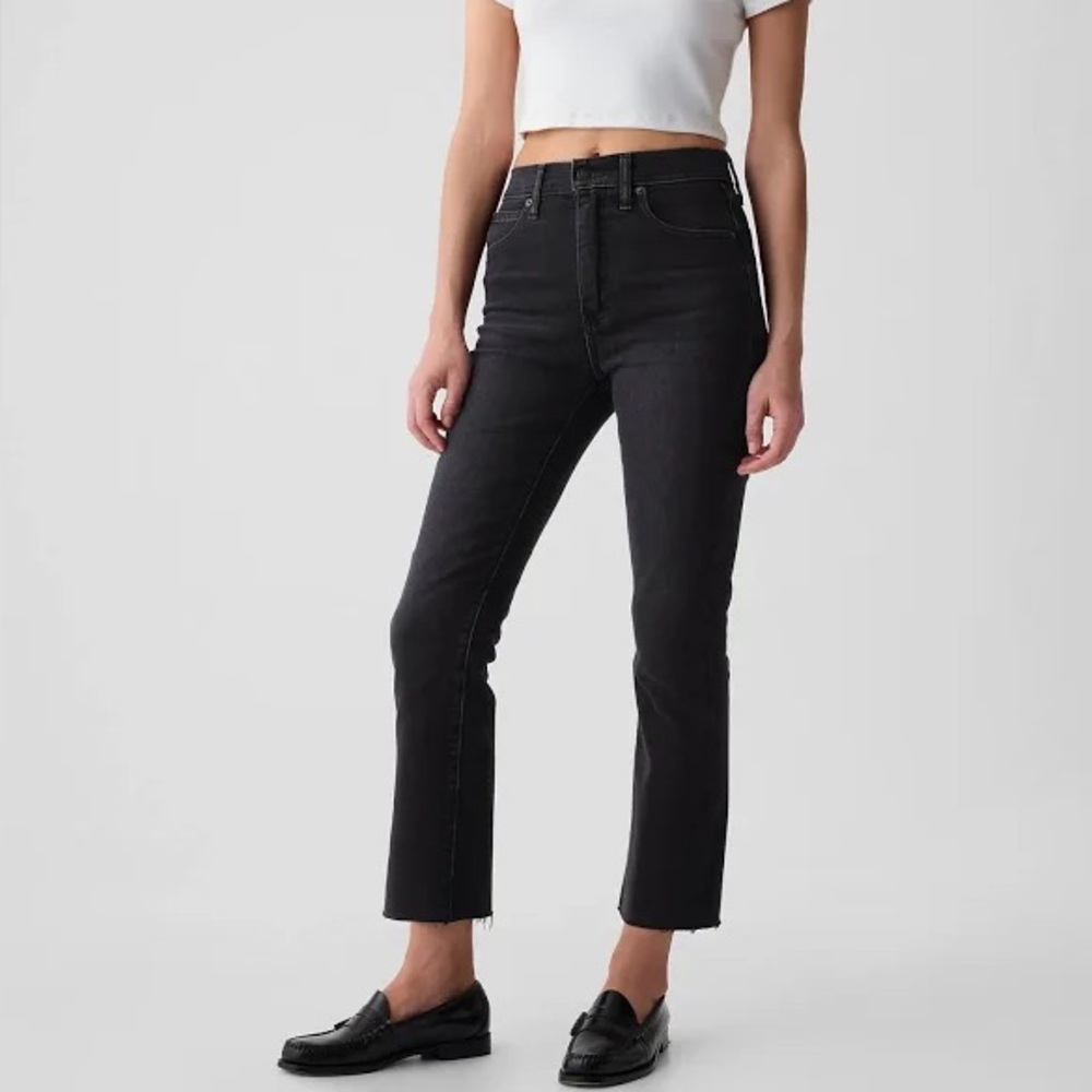 Black GAP Kick Flare Cropped Jeans